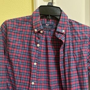 Vineyard Vines Red and Blue Plaid Kids Button Down Shirt
